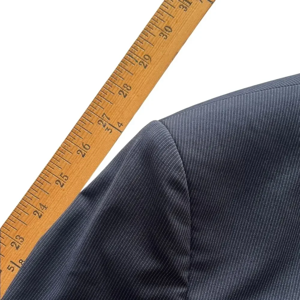 The Kooples Navy Pinstripe Blazer Music Lining Slim Fit Designer Jacket - US 38R